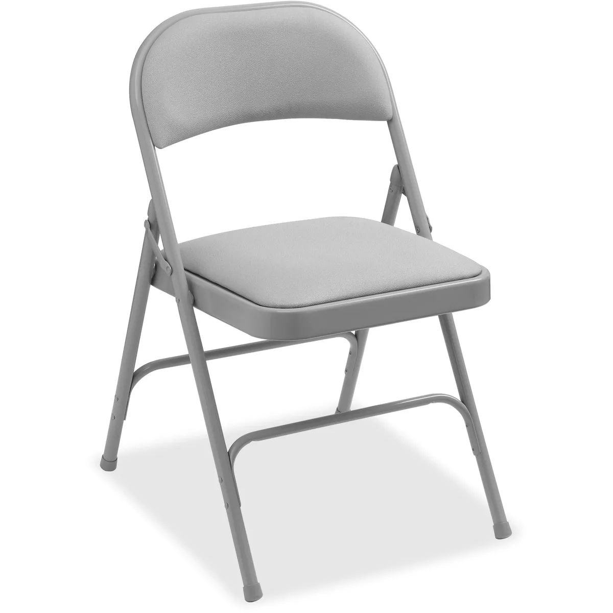 Beige fabric padded folding chair with powder-coated steel frame, 18.4" wide