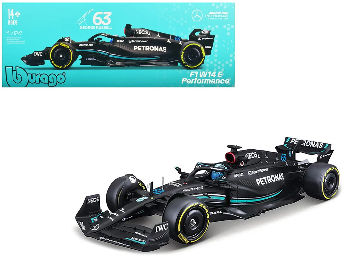 BBURAGO BBURAGO Mercedes-AMG F1 W14 E Performance #63 George Russell 1/24 Diecast Model Car — product photo