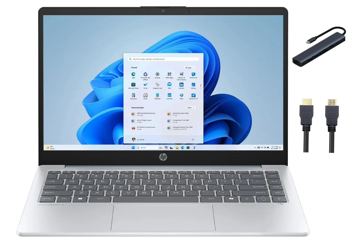HP HP 14 inch HD Laptop AMD Athlon 7120 4GB 256GB Moonlight Blue — product photo