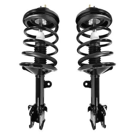 Pair of silver front complete strut assemblies with coil springs and top mounts