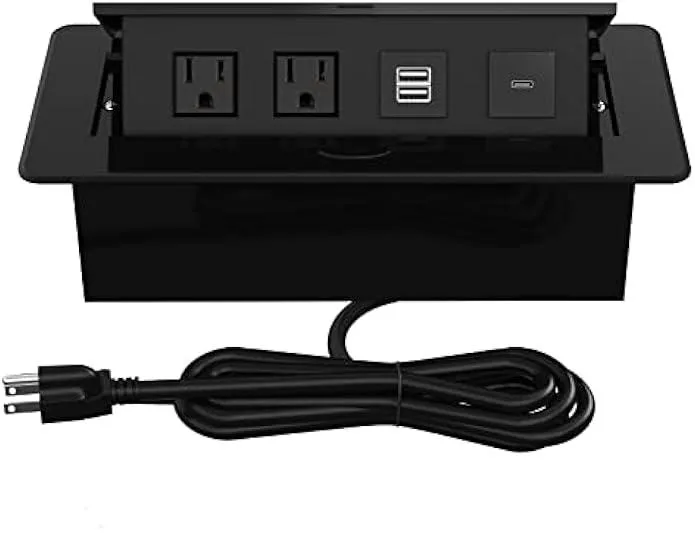 TAURKENAM TAURKENAM Pop-Up Power Strip 30W USB-C 2 AC 45° Recessed — product photo