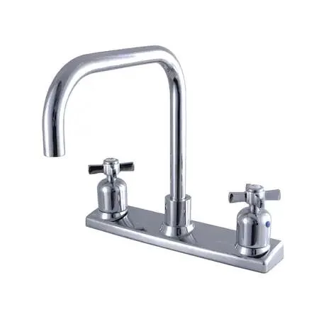 Polished chrome centerset kitchen faucet with brass body and swivel spout