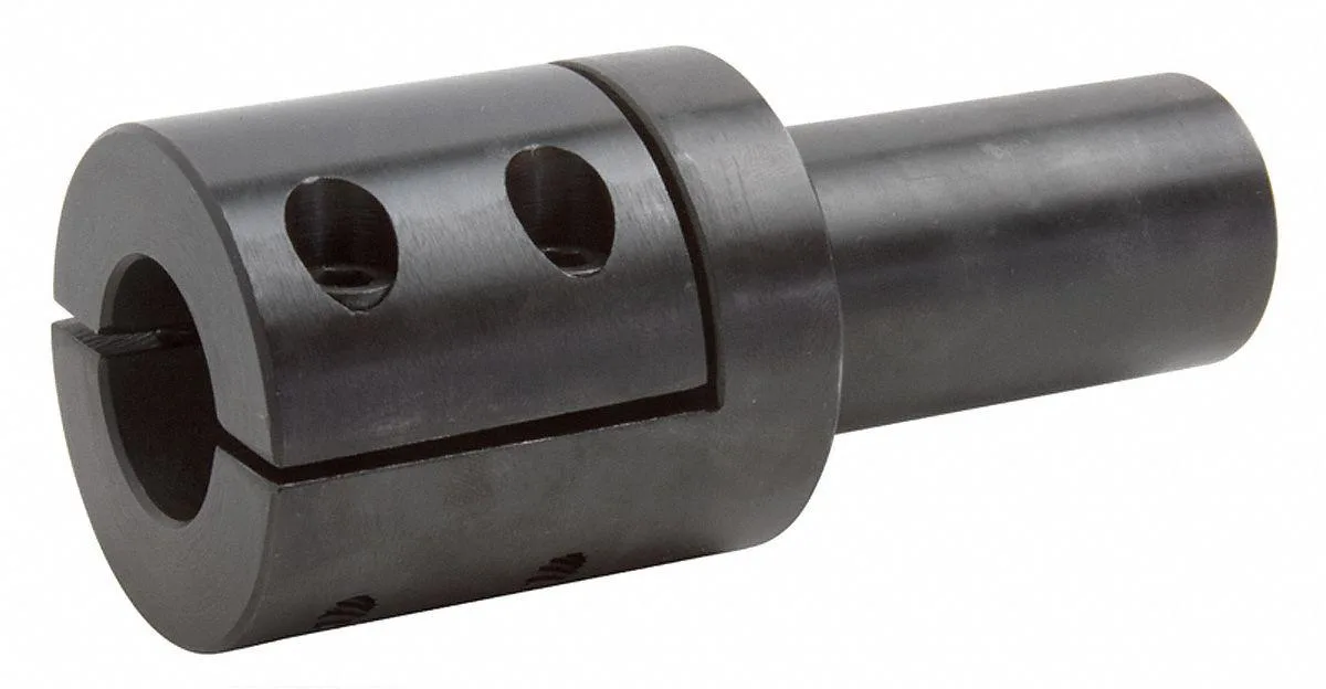 Black oxide steel step-down adapter clamp with 7/8 inch bore and 5/8 inch shaft