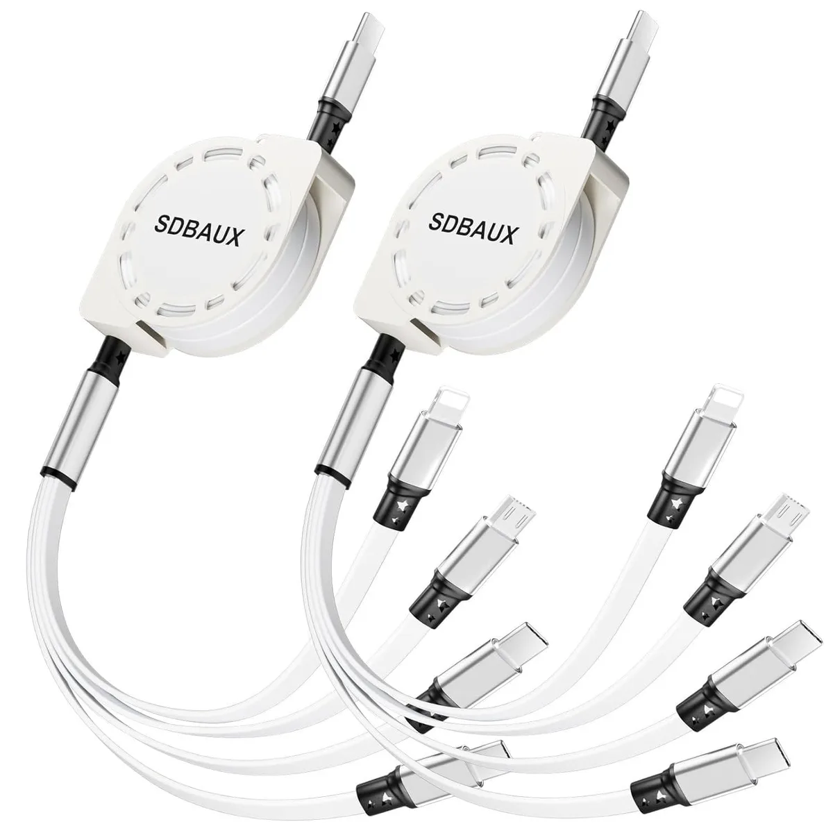 Miimall Miimall Multi Charging Cable USB C to 4 in 1 Retractable 2Pack — product photo