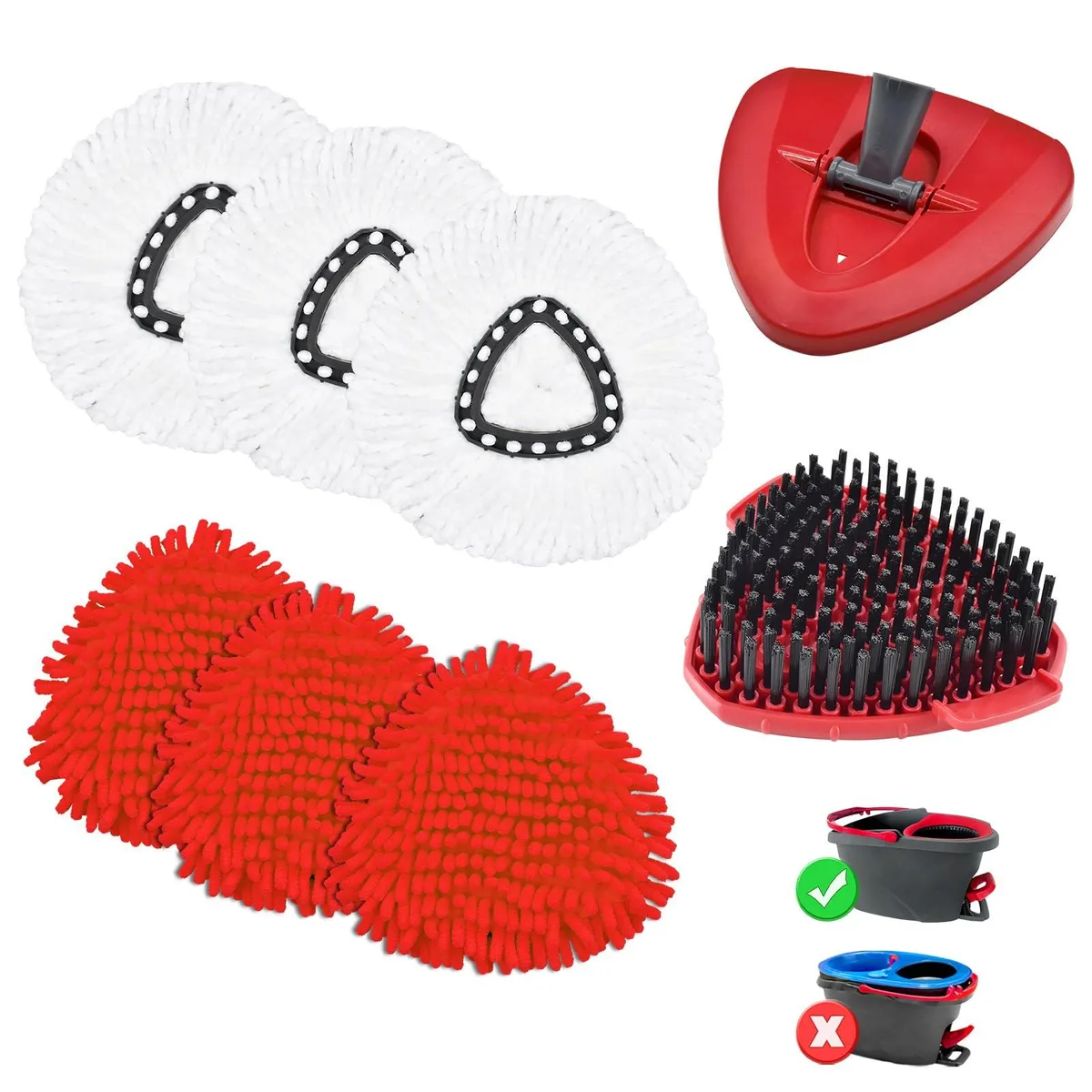 Hezane 6 Pack Mop Heads with Scrub Brush and Spin Mop Base — product photo