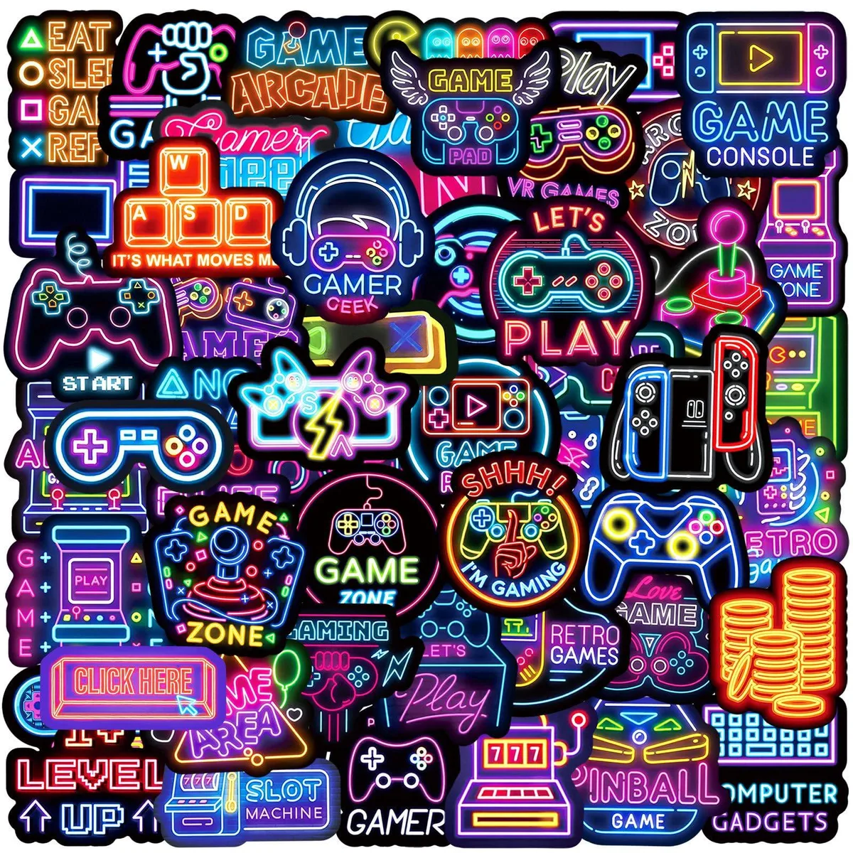 No Sew No Sew Neon Gamepad Vinyl Sticker Pack 50pcs — product photo