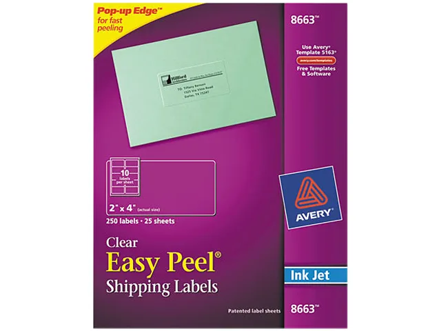 Avery Avery 8663 Matte Clear Shipping Labels 2" x 4" 250 Labels — product photo