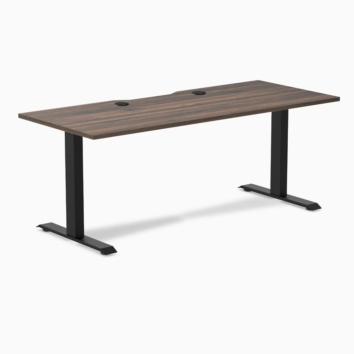Desky Desky Zero Scalloped Laminate Desk Jarrah Legno Matte Black 70.9 x 29.5 in with Grommets — product photo