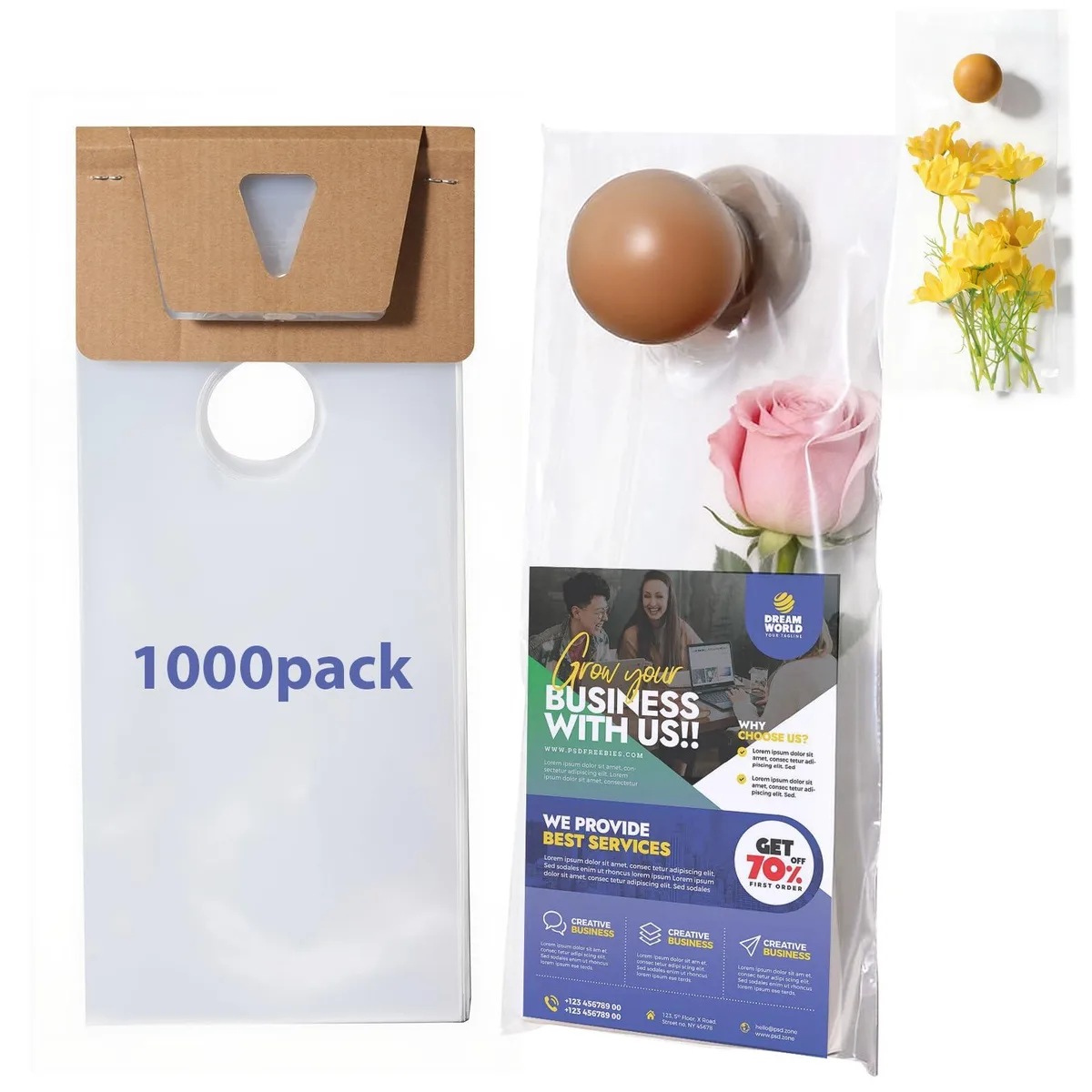  Anmboor MGD-1000P Door Hanger Bags 1000 Pack 12x6x.1in — product photo
