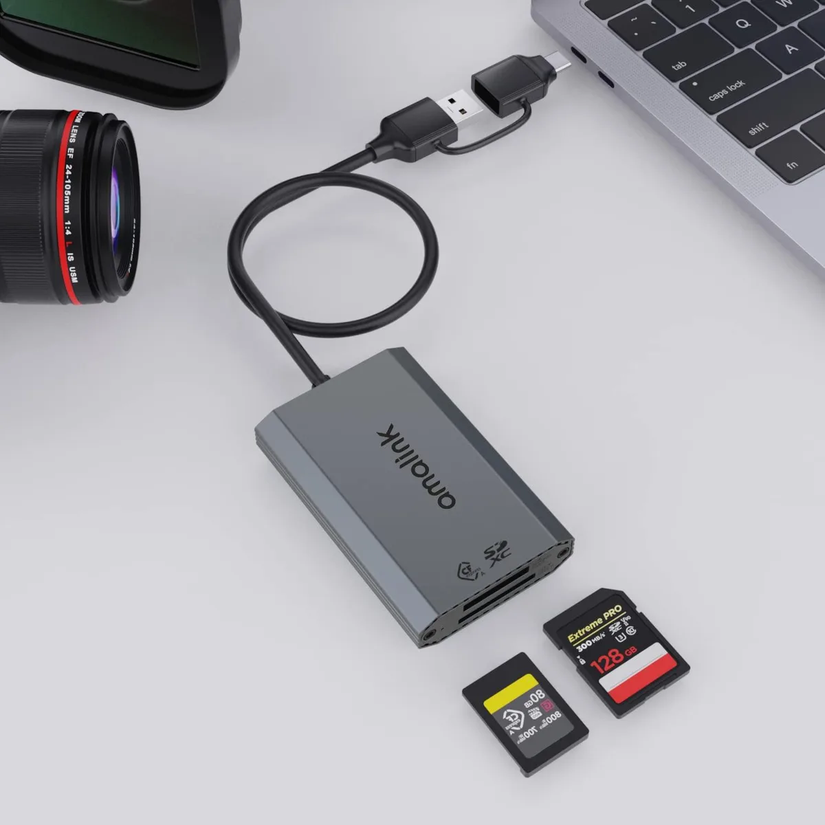 LORDWORLD LORDWORLD CFexpress Type A &amp; SD UHS-II USB 3.2 Gen2 Dual-Slot Card Reader USB-A/USB-C — product photo
