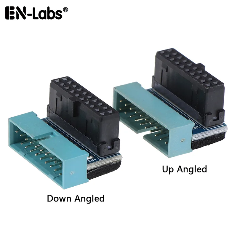 EN-Labs EN-Labs USB 3.0 20-pin Header Male to Female Extension Adapter Up &amp; Down Angled 90 Degree 2-Pack — product photo
