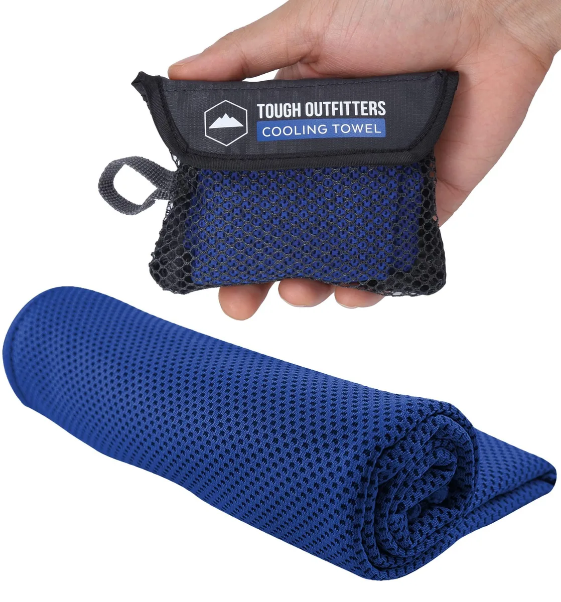 White rectangular cooling towel, 15 inches, smooth fabric finish