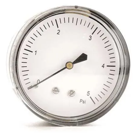 Value Brand Value Brand Low Pressure Gauge 0-5 psi 2 1/2 in 1/4 NPT 18C790 — product photo