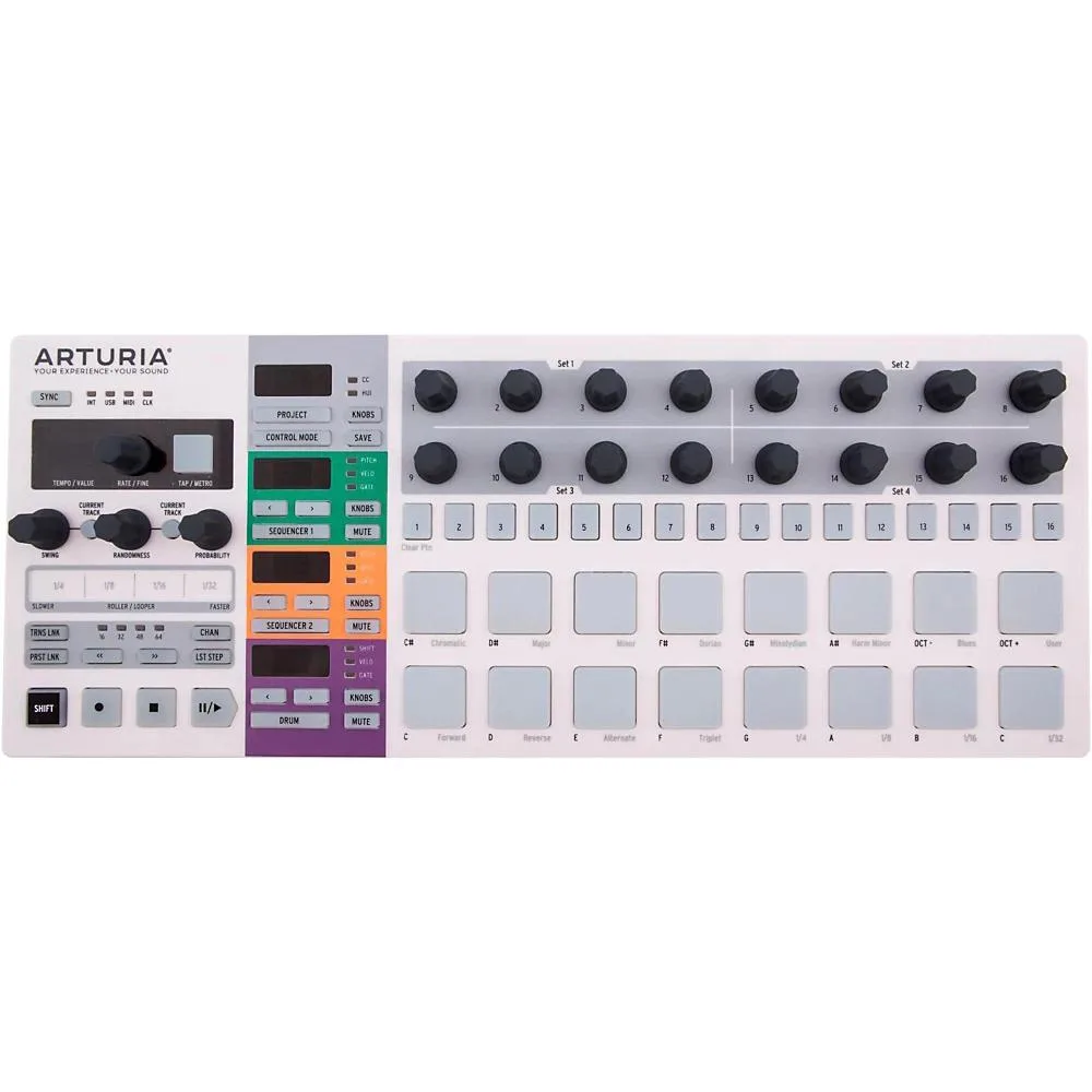 Arturia BeatStep Pro silver controller with 16 pads and knobs