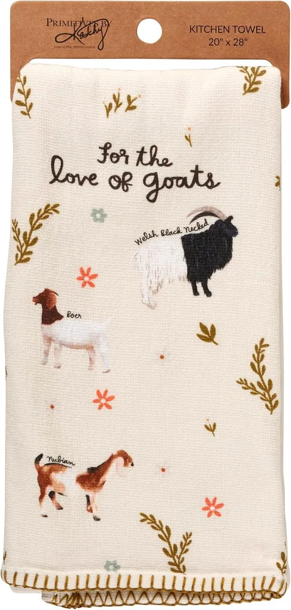 Primitives By Kathy Primitives By Kathy For the Love of Goats stuffed kitchen towel 20" x 28 — product photo