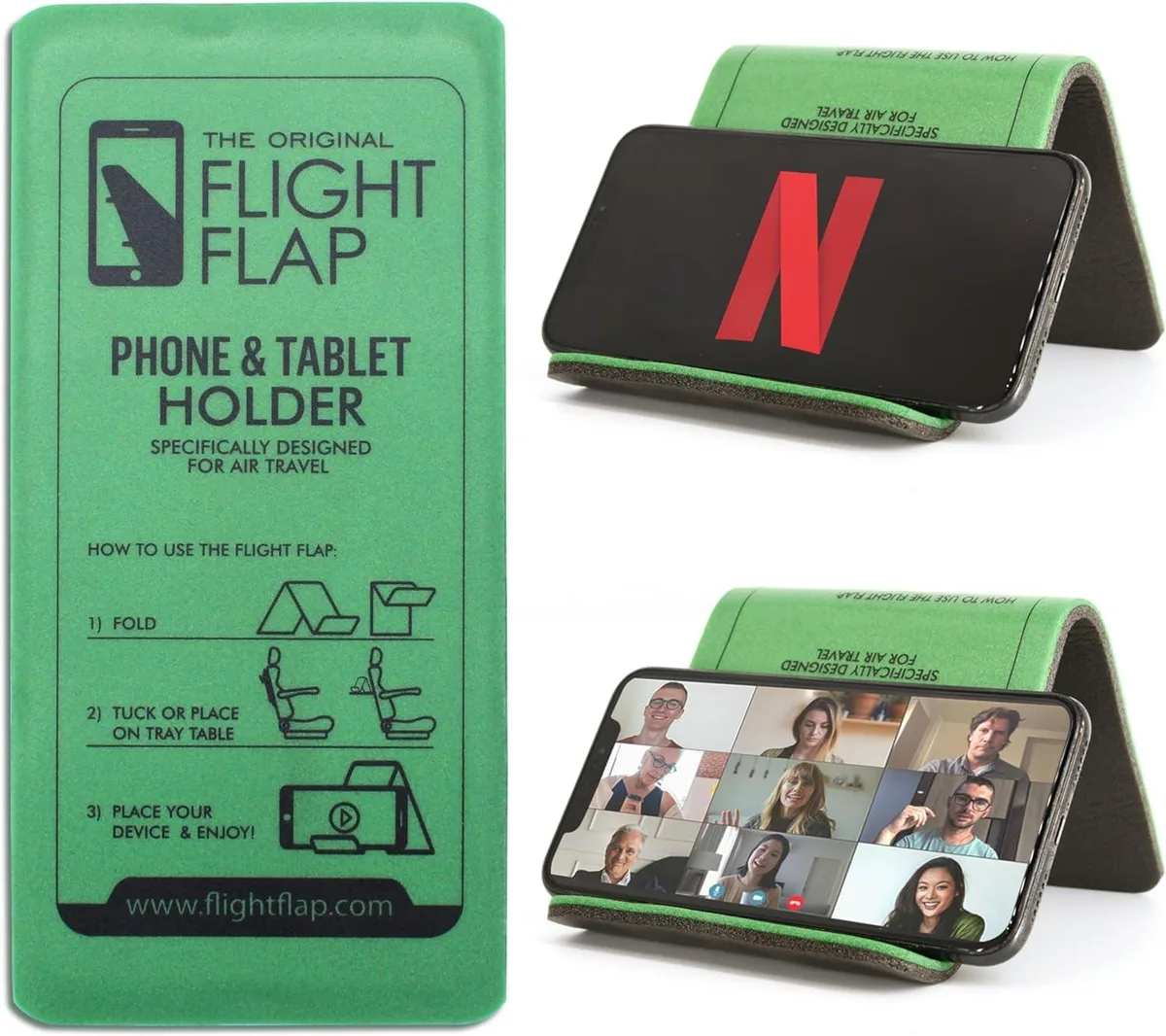 Flight Flap Foldable Phone Holder Green 9" x 4.25" 36g — product photo