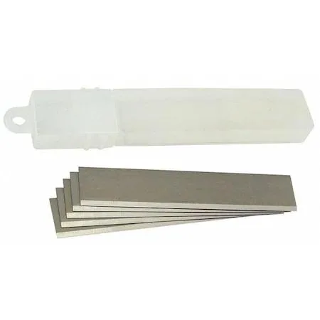 Five steel scraper blades in a pack