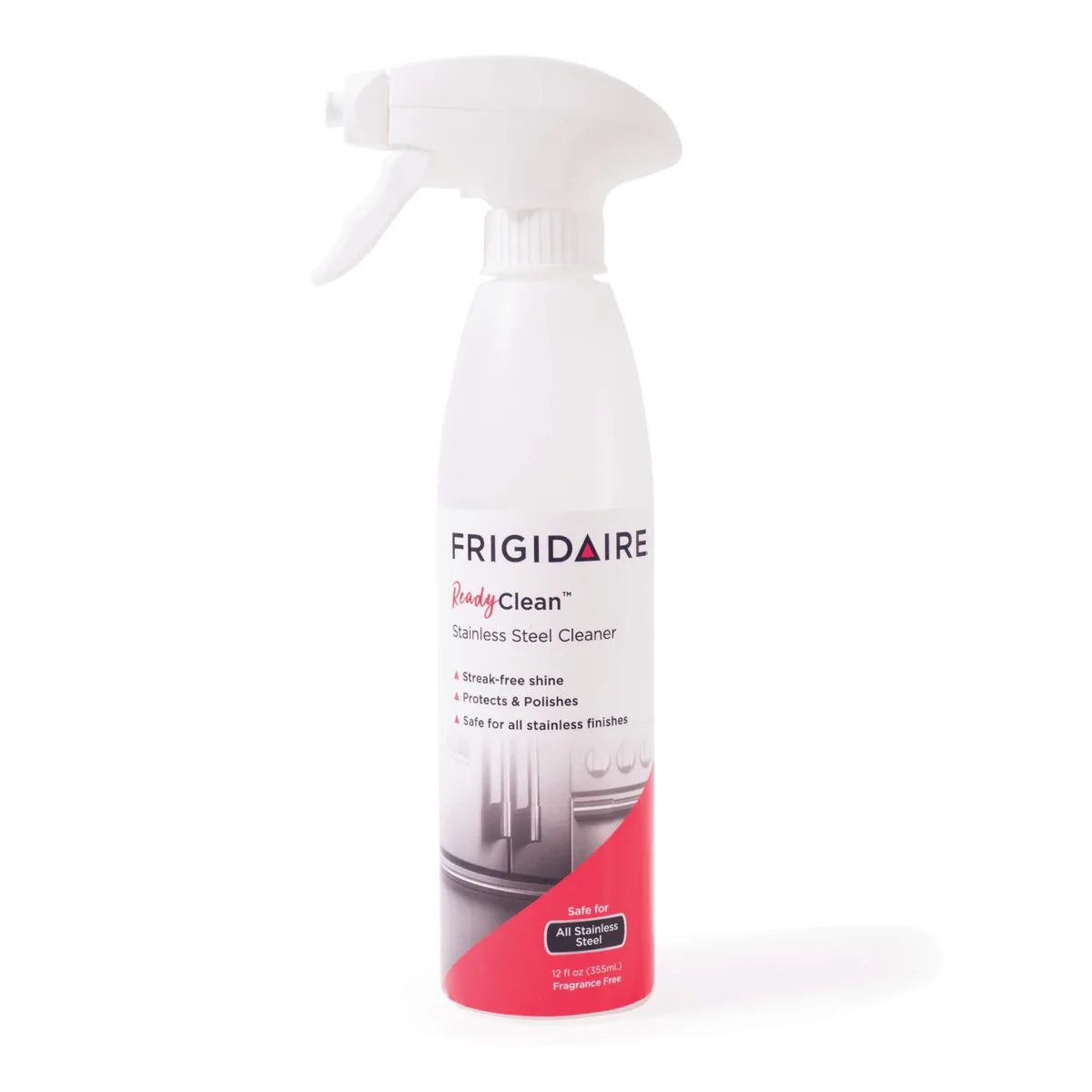 White 12 oz spray bottle with Metra branding