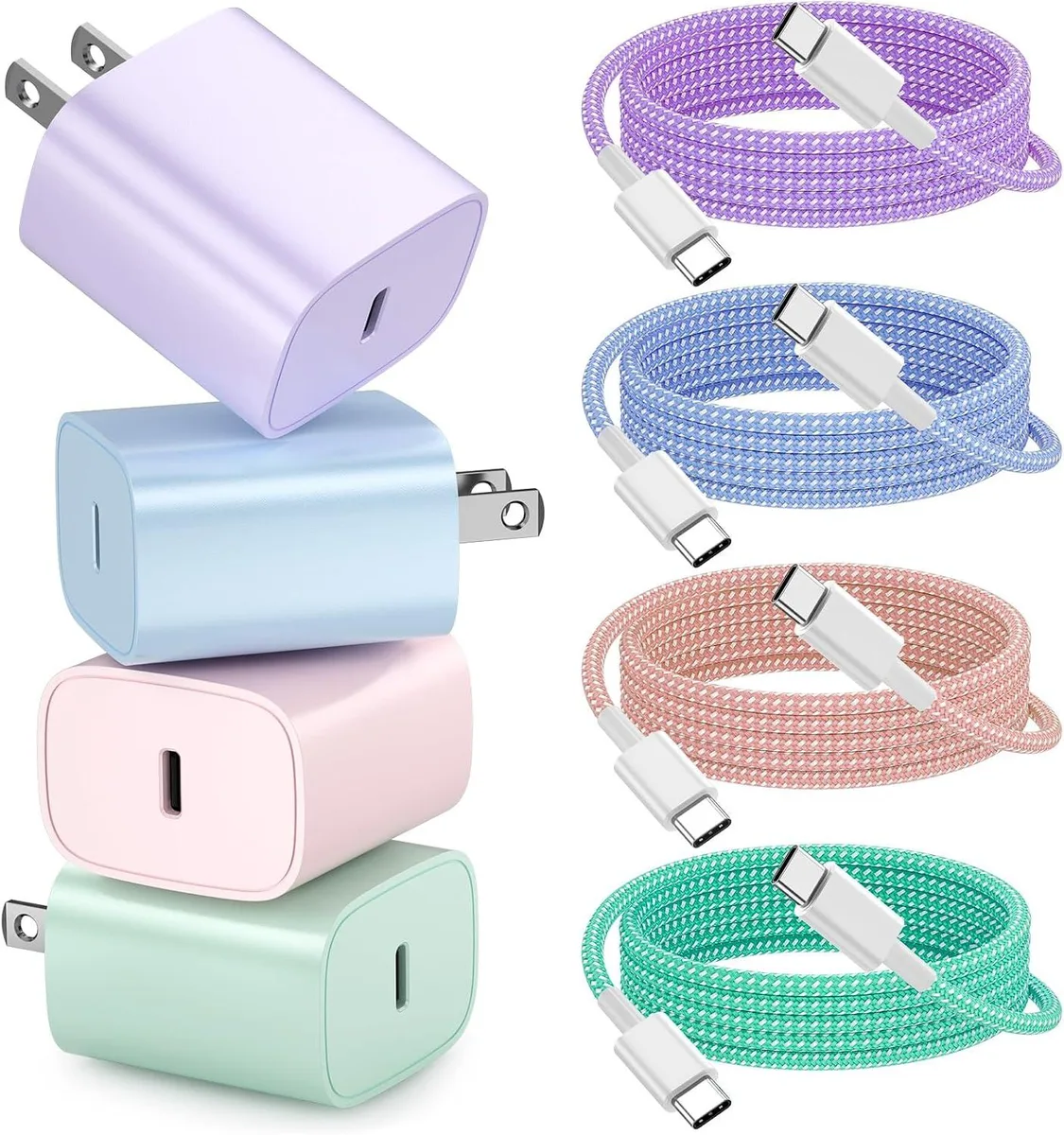 ONITOON ONITOON 20W USB-C Wall Charger 4-Pack for iPhone 16 15 with 6FT Cable — product photo