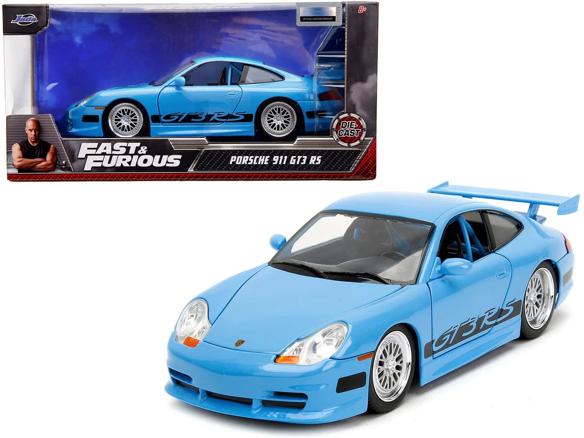 Jada Jada Porsche 911 GT3 RS Light Blue Black Accents Fast &amp; Furious 1/24 Diecast Car — product photo