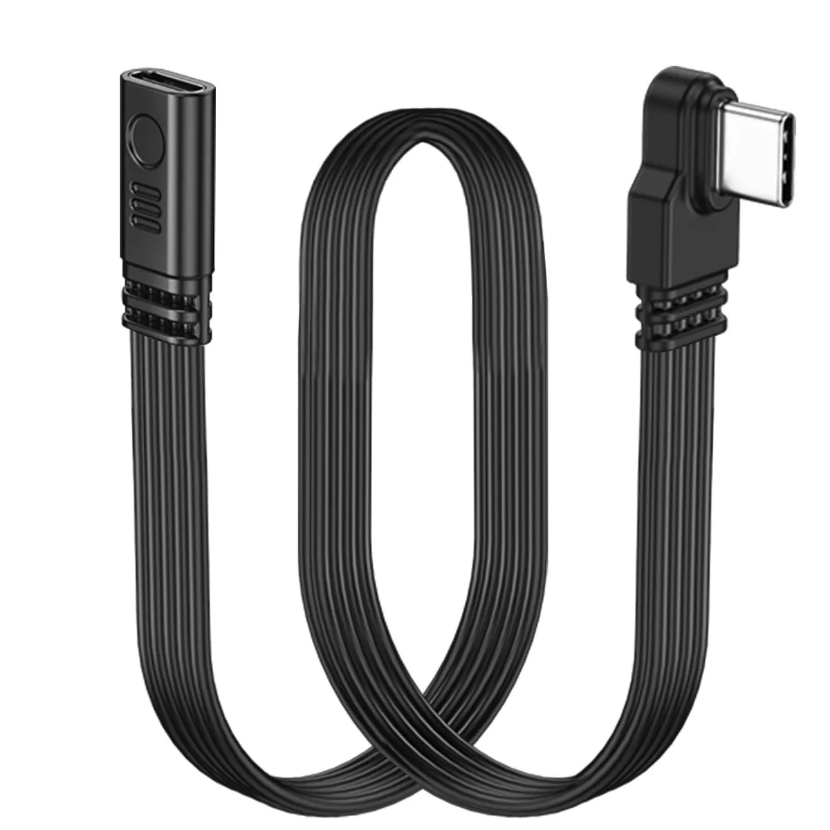  LANMINGLEL 90° USB-C 2.0 Flat Cable 50 cm Side Male to Female PD 65W — product photo