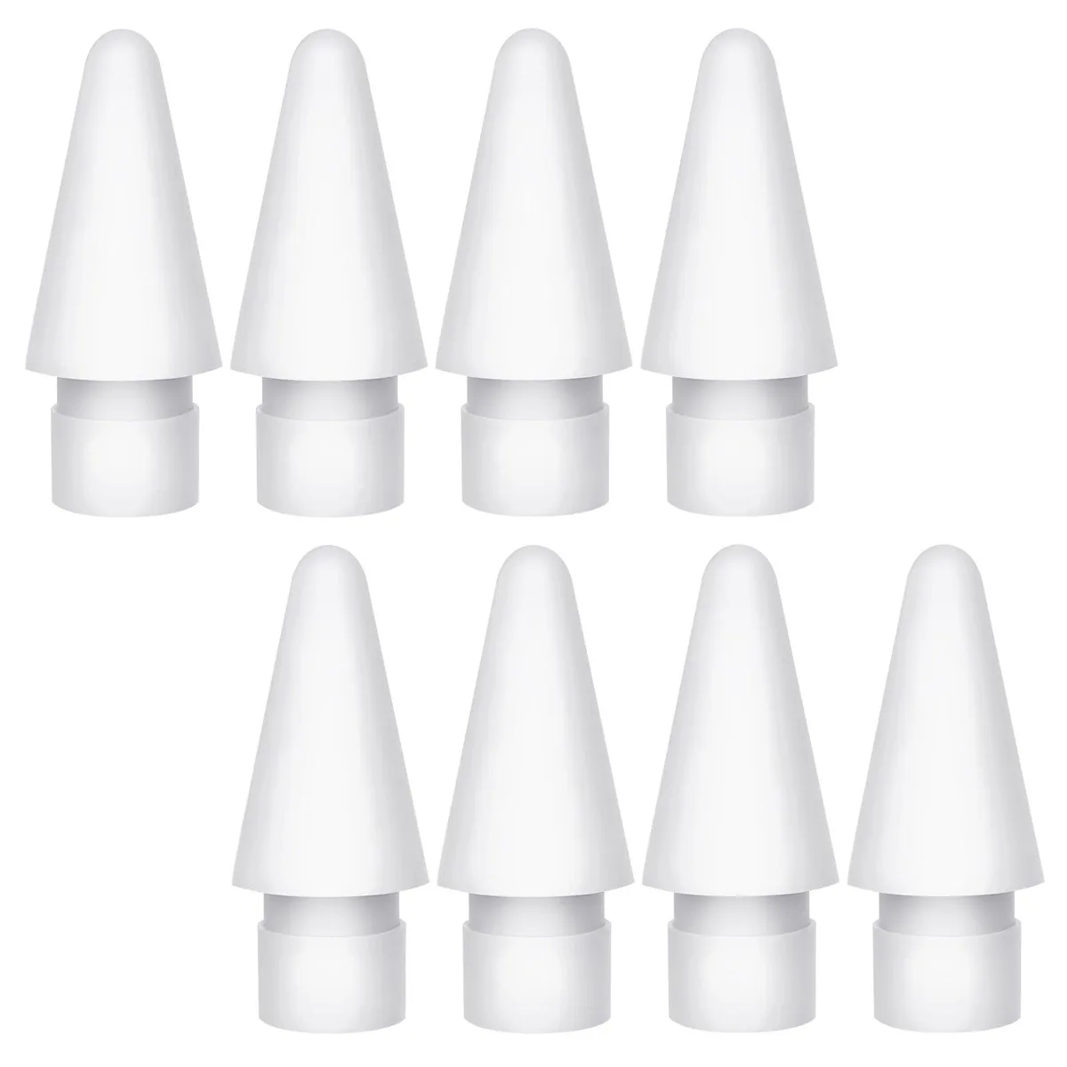 Eight white replacement tips for Apple Pencil