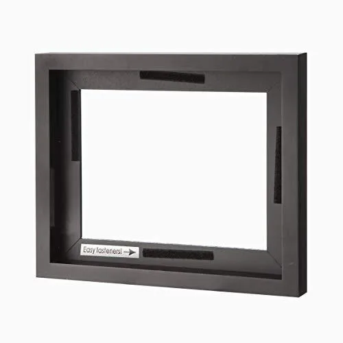 Black gesso float frame for 8x10 inch canvas, wood composite, 1.62 inch wide border, hanging hardware included