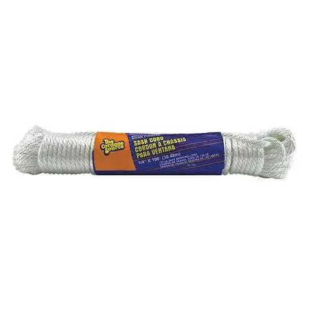 Coiled 1/4 inch 12-strand braided nylon rope hank 100 ft