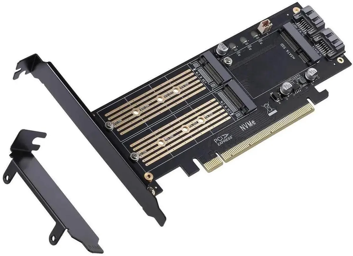 SMUGDESK SMUGDESK 3-in-1 M.2 mSATA SSD Adapter NVMe SATA III 2 Heatsinks — product photo