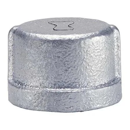Anvil 1 1/4 inch threaded malleable iron pipe cap, galvanized silver finish
