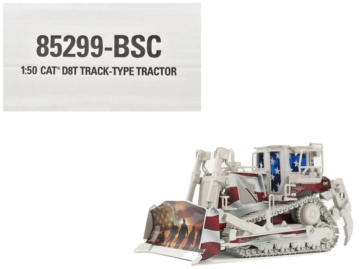 DieCast Masters DieCast Masters CAT D8T Track Tractor Single Shank Ripper Patriotic Livery 1/50 Hobby Collectible — product photo