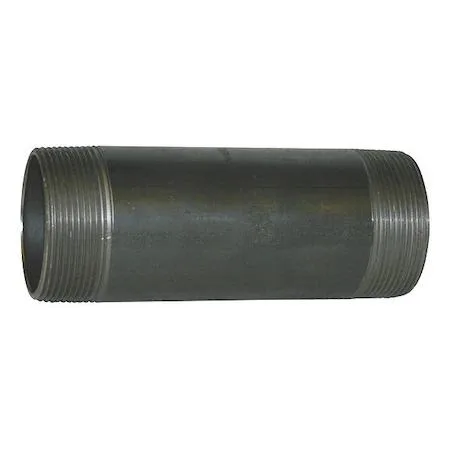 Black steel pipe nipple with threaded NPT ends