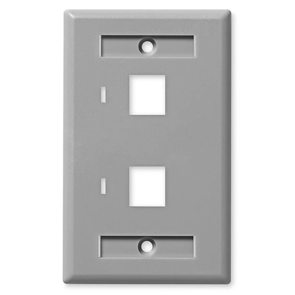 NavePoint NavePoint Keystone Wall Plate 2-Port Low Profile Single Gang Gray 10-Pack — product photo