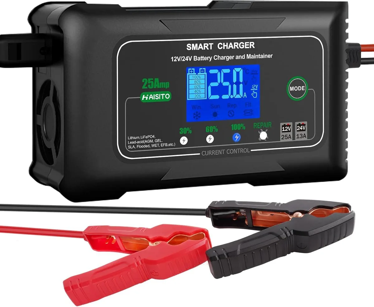 BFKK BFKK 25 Amp 12V 24V Battery Charger Maintainer Desulfator car electronics accessory — product photo