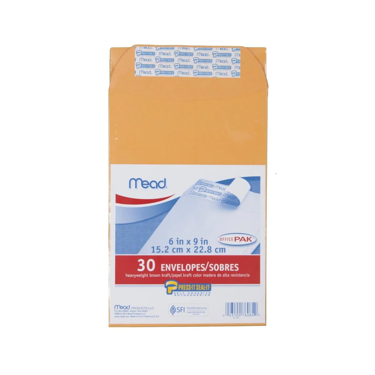 Mead 76084 Press-It Seal-It Envelopes 6" x 9" 30 Count — product photo
