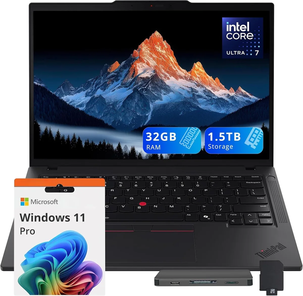 Lenovo Lenovo ThinkPad T14 G5 14" WUXGA, Ultra 7 165U, 32GB, 1.5TB SSD+Dock, Win 11 Pro, Black — product photo