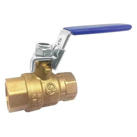 Brass inline ball valve with steel locking lever handle