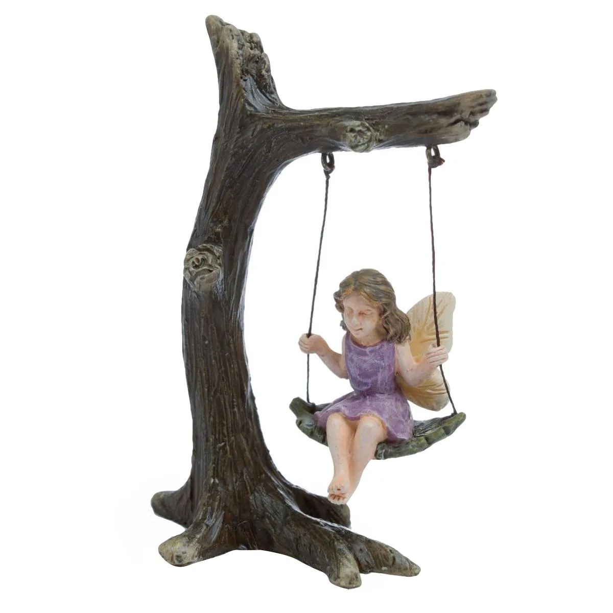 TreasureGurus, LLC TreasureGurus, LLC Fairy Girl On Tree Swing Miniature Figurine Garden Decor — product photo