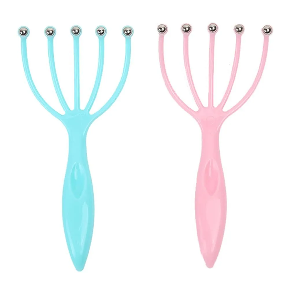 Two lightweight pink and blue scalp massagers with rotating ball heads