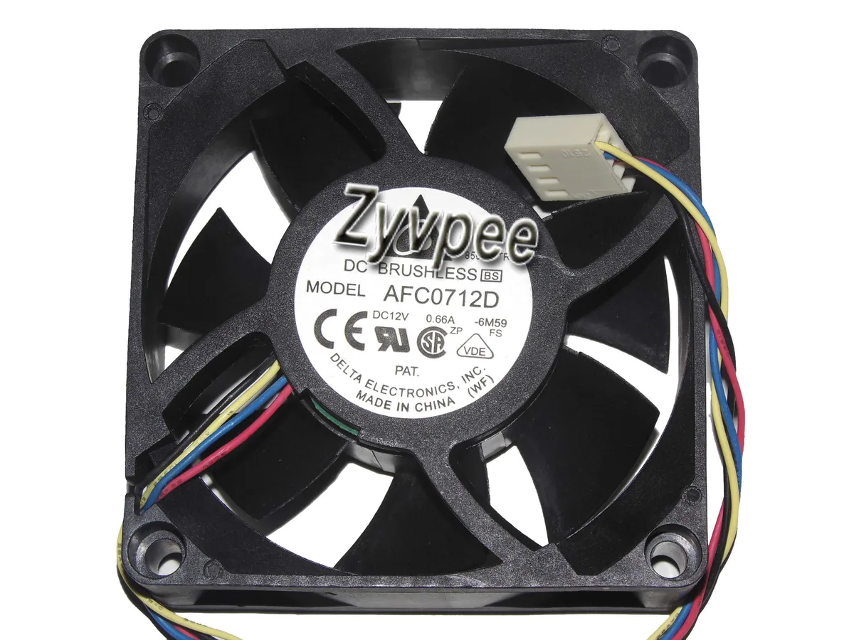 Zyvpee Zyvpee AFC0712D 6M59 12V .66A 4 Pin 70mm Ball Bearing Case Fan — product photo