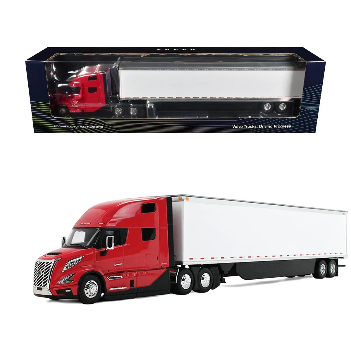 First Gear First Gear Volvo VNL 860 High-Roof Sleeper 53' Trailer 1/50 Diecast Red White — product photo