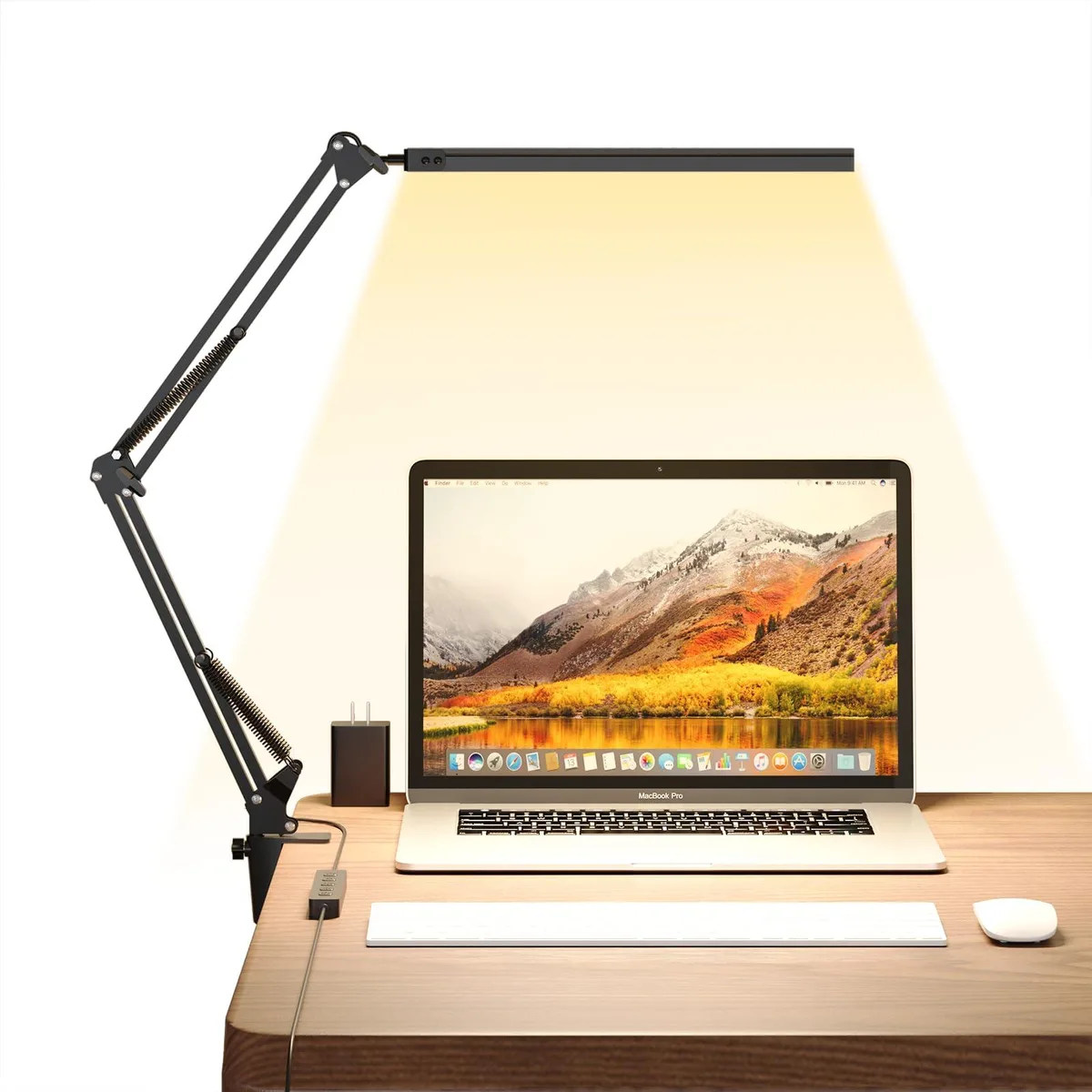  Baldwin LED Desk Lamp 80 Beads 5 Modes 11 Levels 360° Arm CRI95 14W 110V Clip-Black — product photo