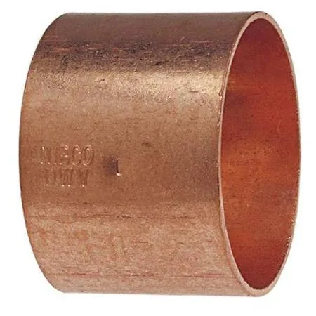 Copper straight coupling with cup ends, 3 inch tube size, centre stop dimple