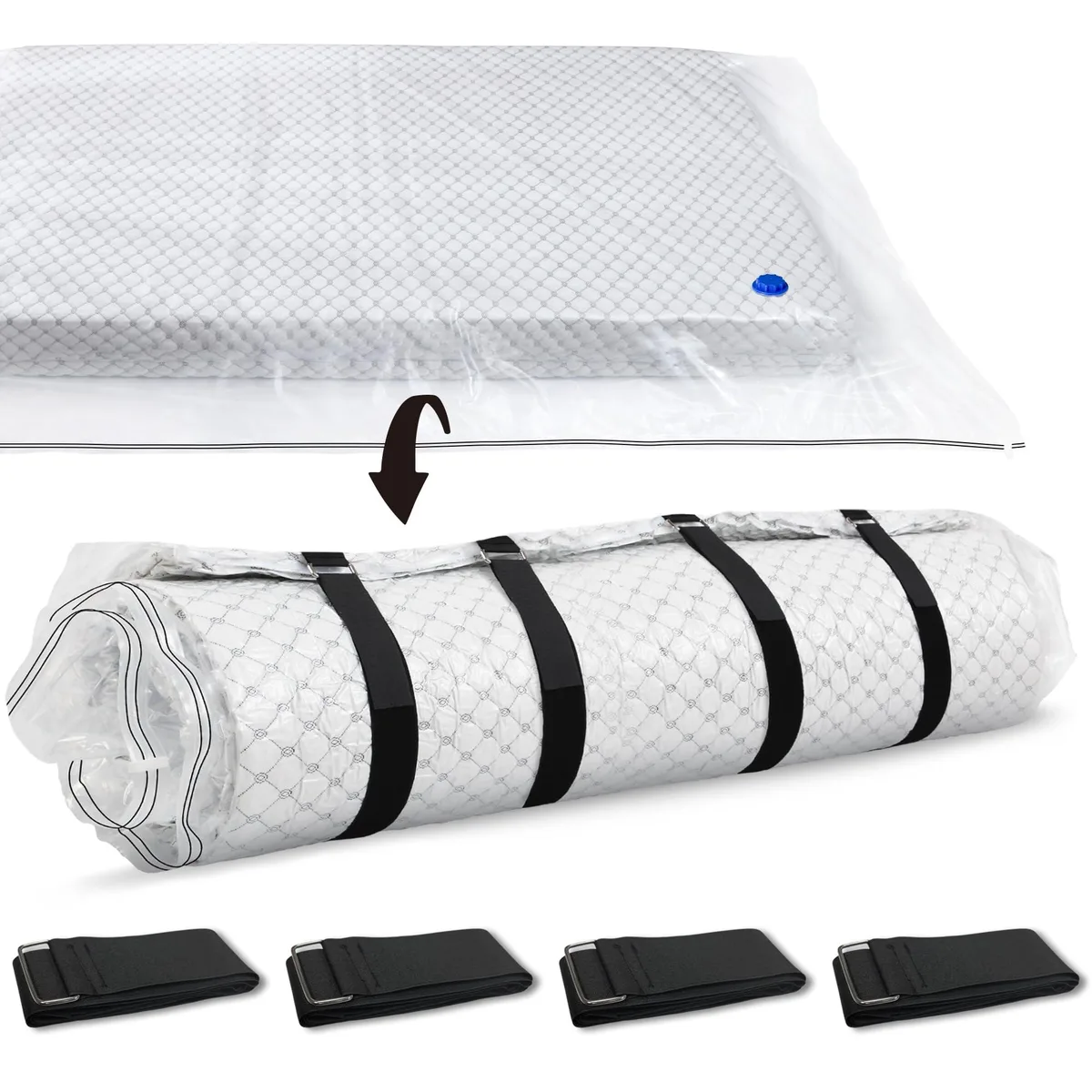 Vacuum storage bag for king size mattress, 7-layer material, double-seal zipper, 80% compression