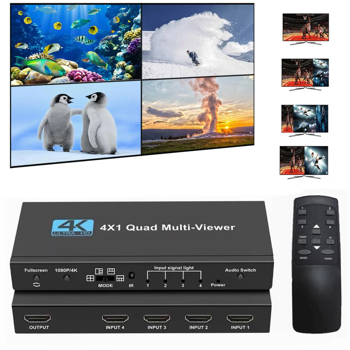 ESTONE ESTONE OZQF 4×1 HDMI Multi-Viewer 4K30/1080P60 — product photo