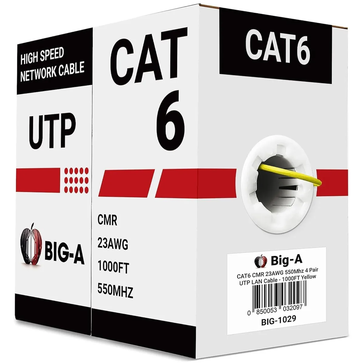 Batianda Batianda Cat6 1000ft 23AWG 550MHz CMR UTP Pull Box Yellow 2 in 1 accessory — product photo