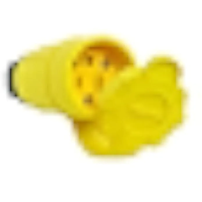 Yellow rubber watertight plug connector with ribbed body and assembly screws