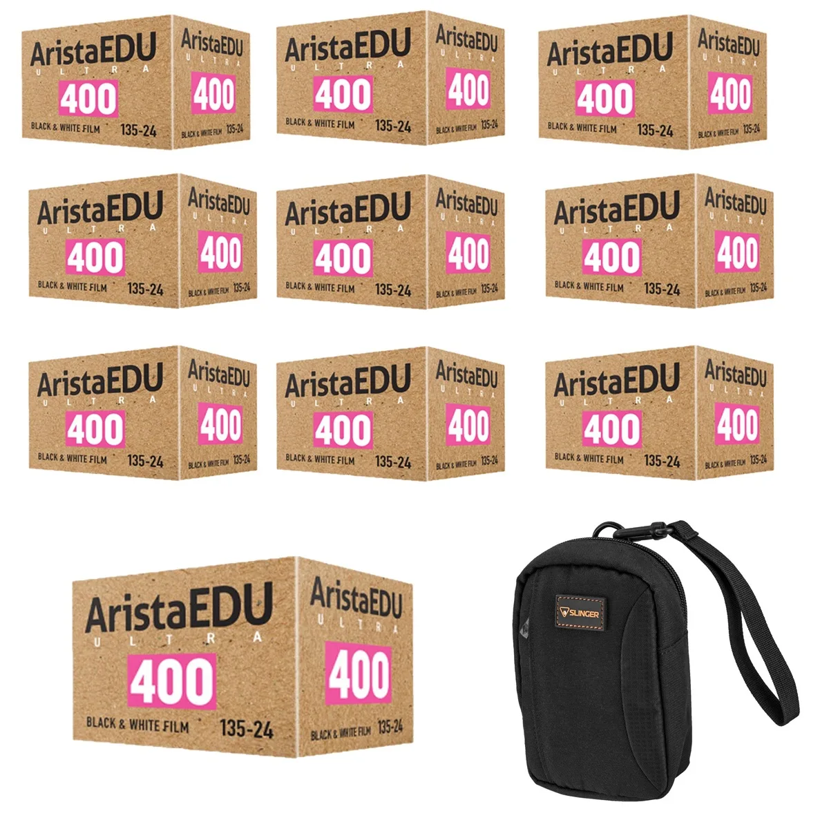 Arista Networks, Inc. Arista EDU Ultra 400 35mm B&amp;W Negative Film 10-Pack with Camera Bag — product photo