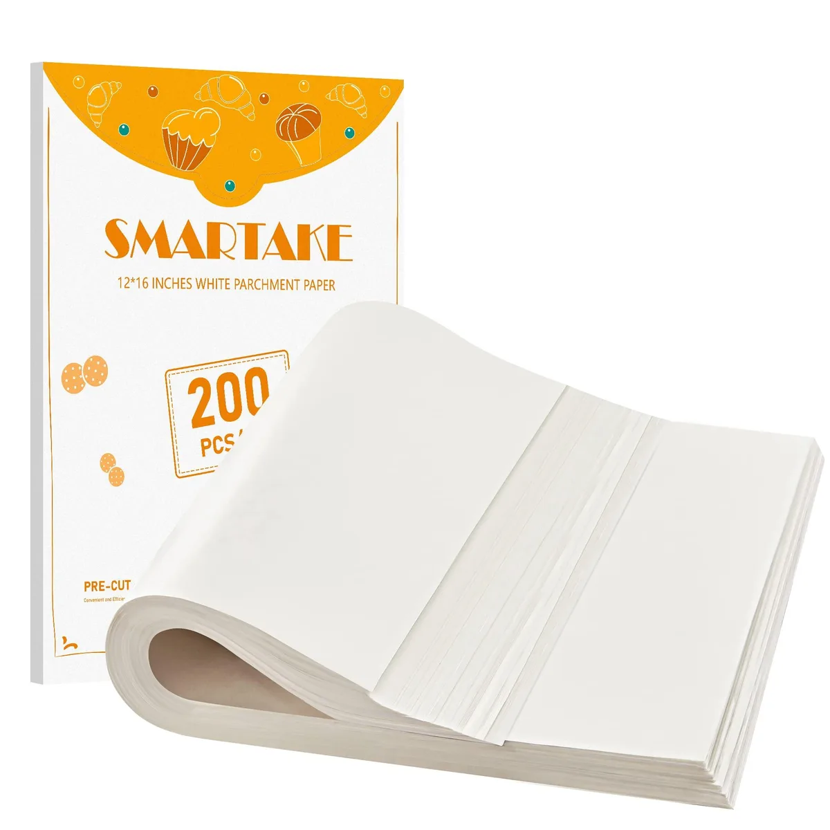 Stack of 200 white parchment sheets 12 by 16 inches in box