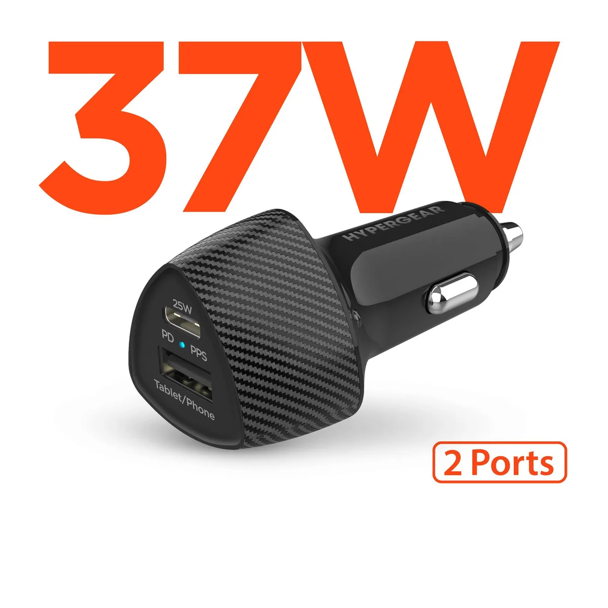 HyperGear HyperGear SpeedBoost 37W Car Charger 25W USB-C PD PPS 12W USB — product photo